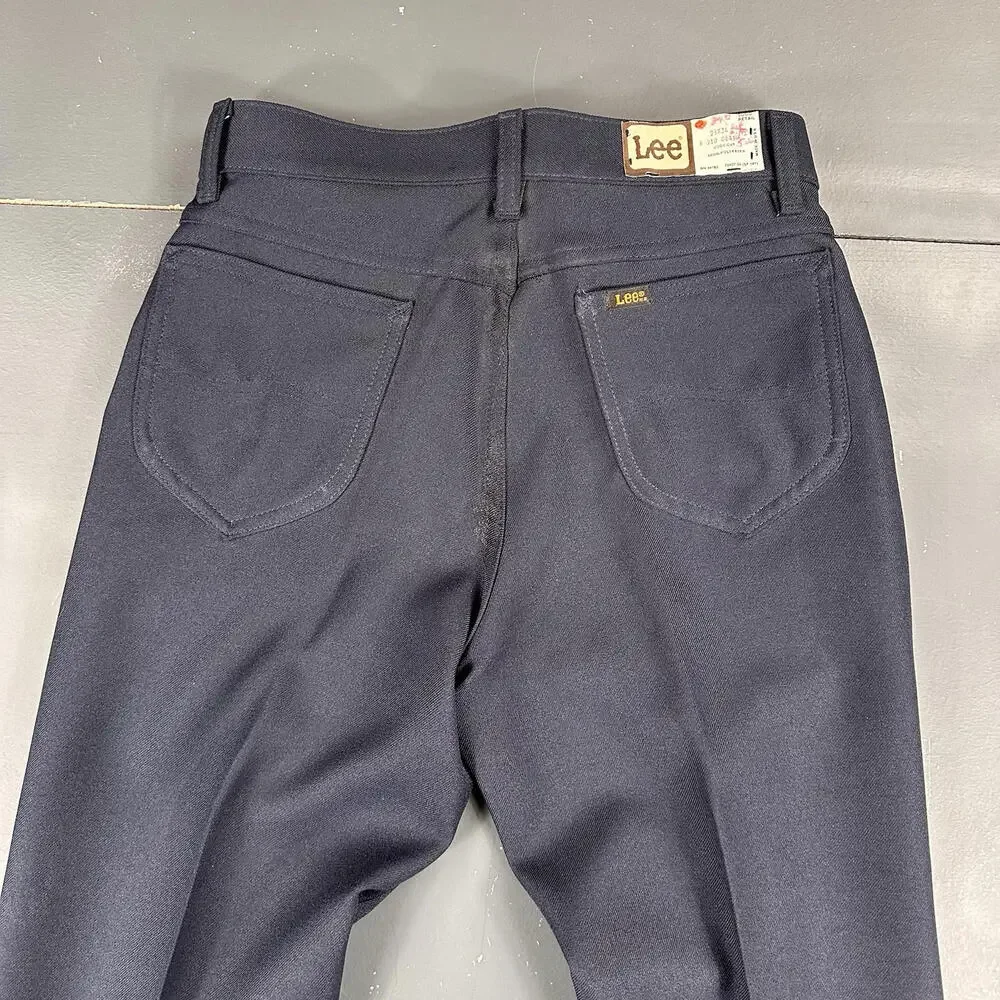 VTG Lee Pants Slacks Mens 28x34 Deep Navy Blue Comfort Stretch Bootcut 70's NWT - Picture 9 of 9